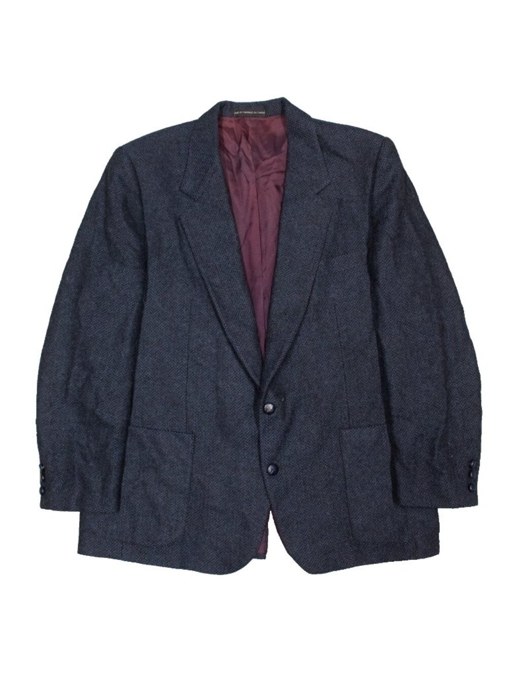 Vintage Moores Blazer Alpaca Wool Sport Coat Tweed Herringbone Blue Canada 44R